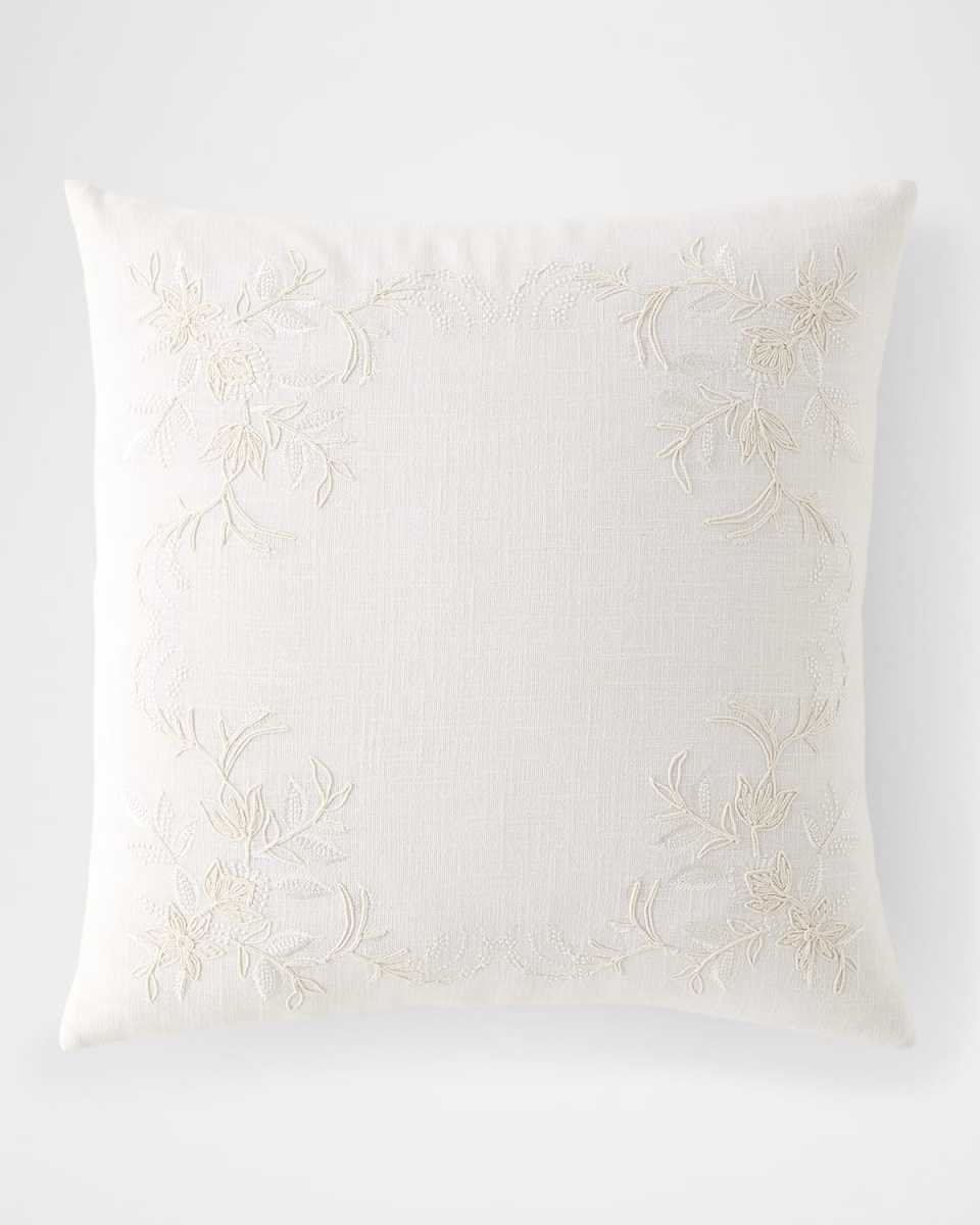 Lavoe Embroidered Floral Border Decorative Pillow, 22" Square